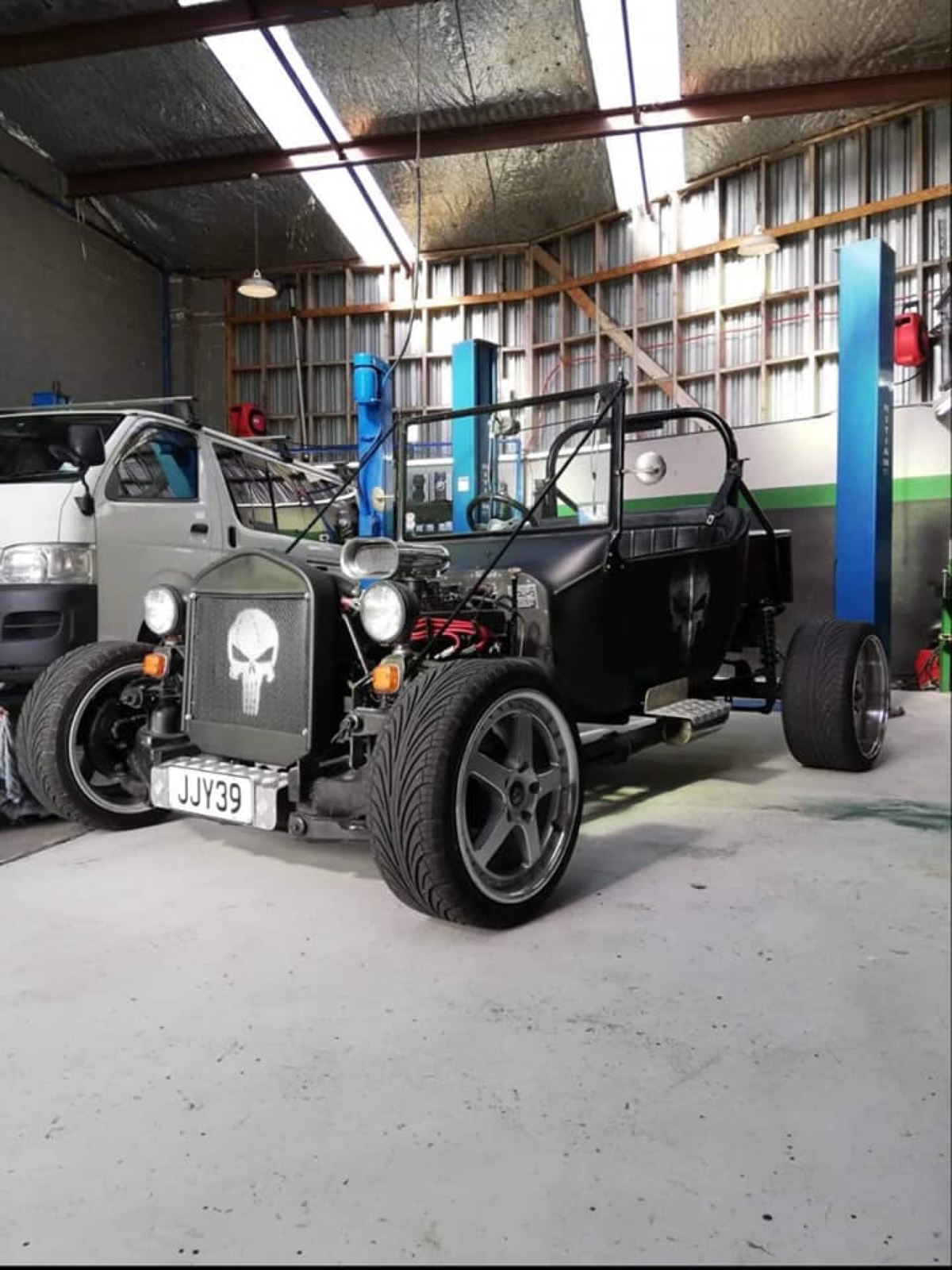 Custom hot rod with Punisher grille at Precision Automotive